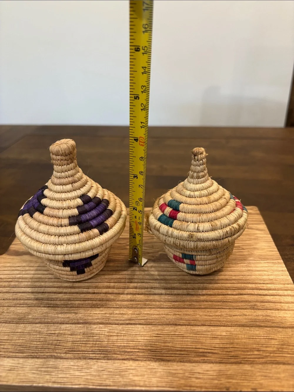Vintage Ethiopian Handwoven Natural Basket Set Set of 2